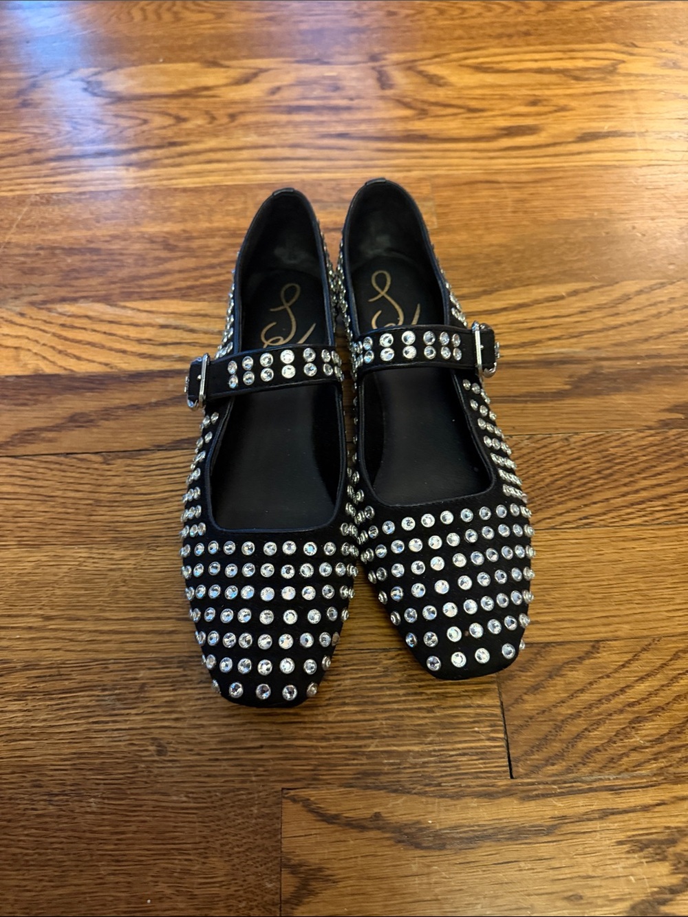 Studded Black Mary Jane Flats - Women's